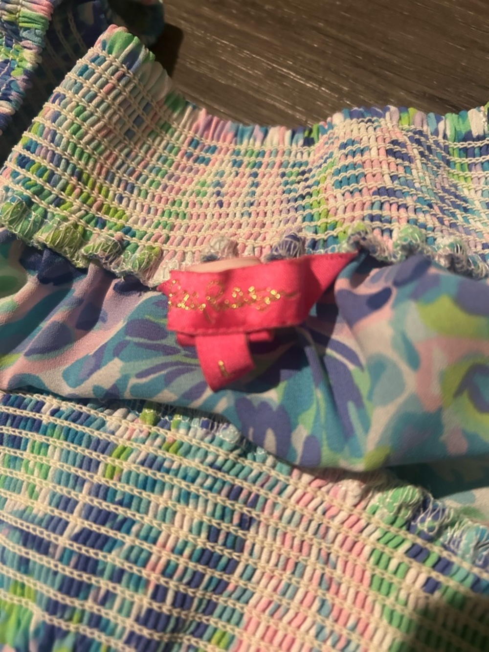 Off-Shoulder Floral Print Top in Pastel Blue, Pink & Green - Picture 7 of 7